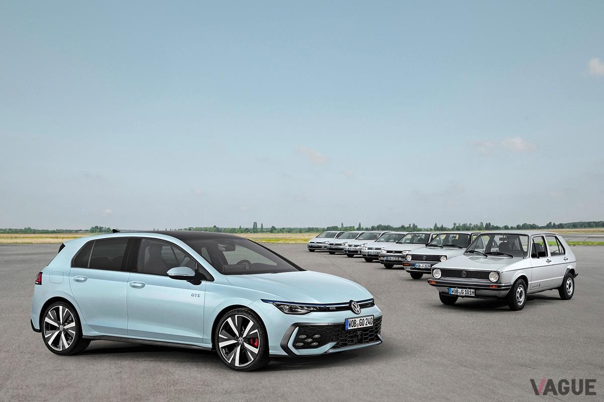 世界初公開されたVW改良新型「ゴルフ」と歴代ゴルフ