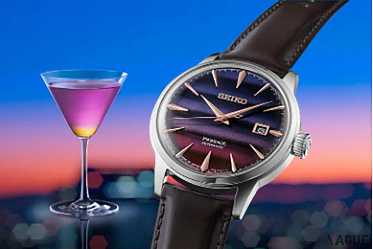 カクテル「Purple Sunset」と「SARY239」（左）／カクテル「Pinky Twilight」と「SRRW002」（右）