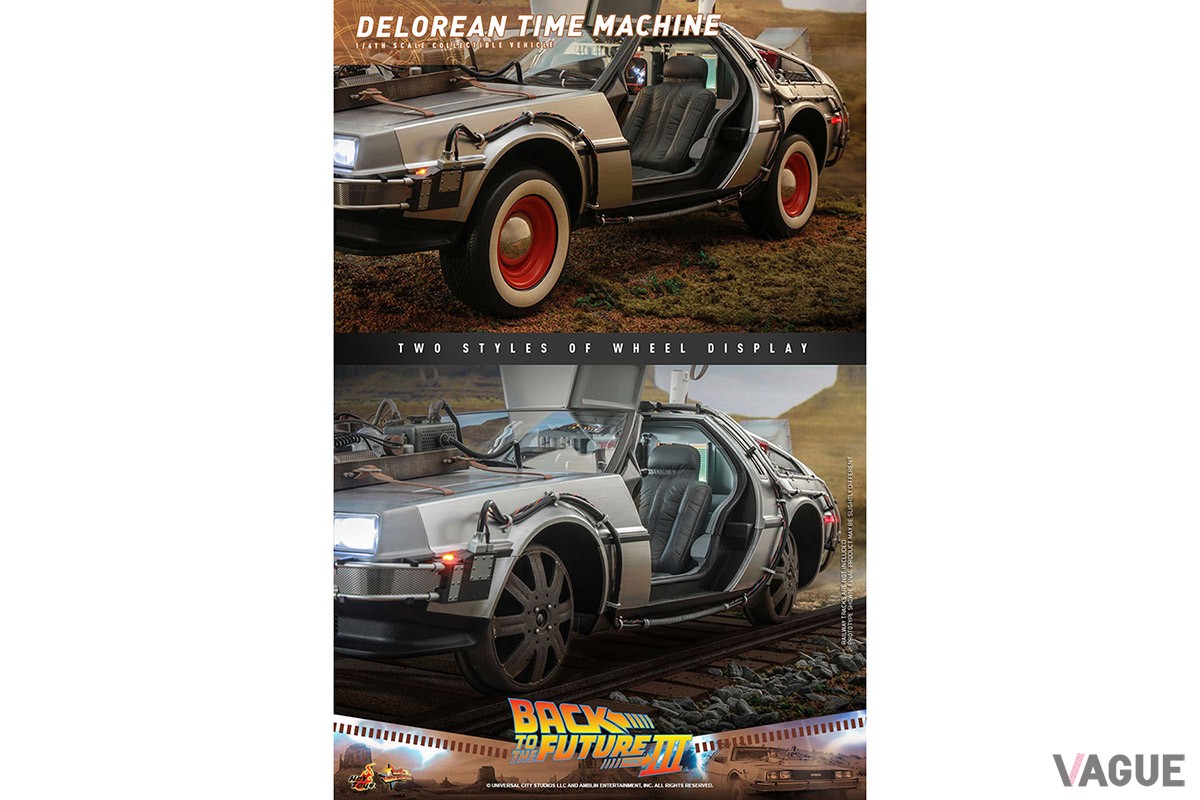 『BTTF3』の名場面、デロリアンが鉄道線路を走るシーンのホイールへも付け替えできる