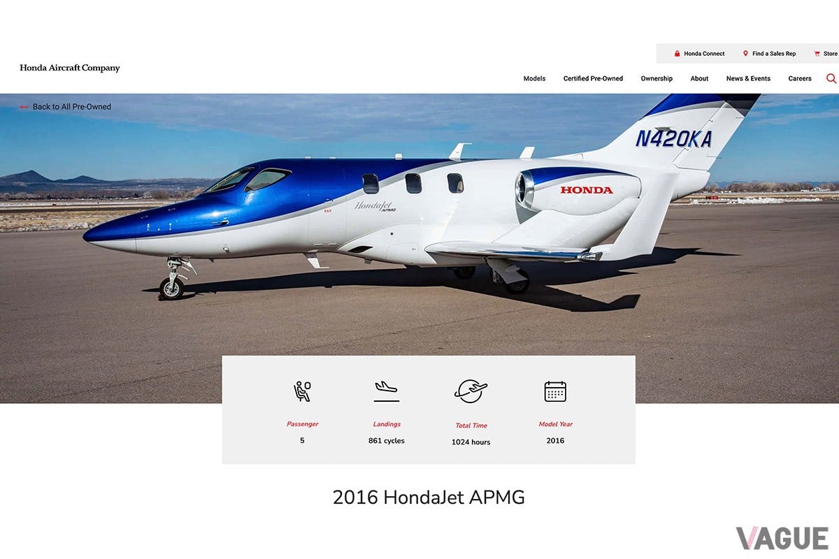 認定中古機ではない物件も売られている（C）Honda Aircraft Company