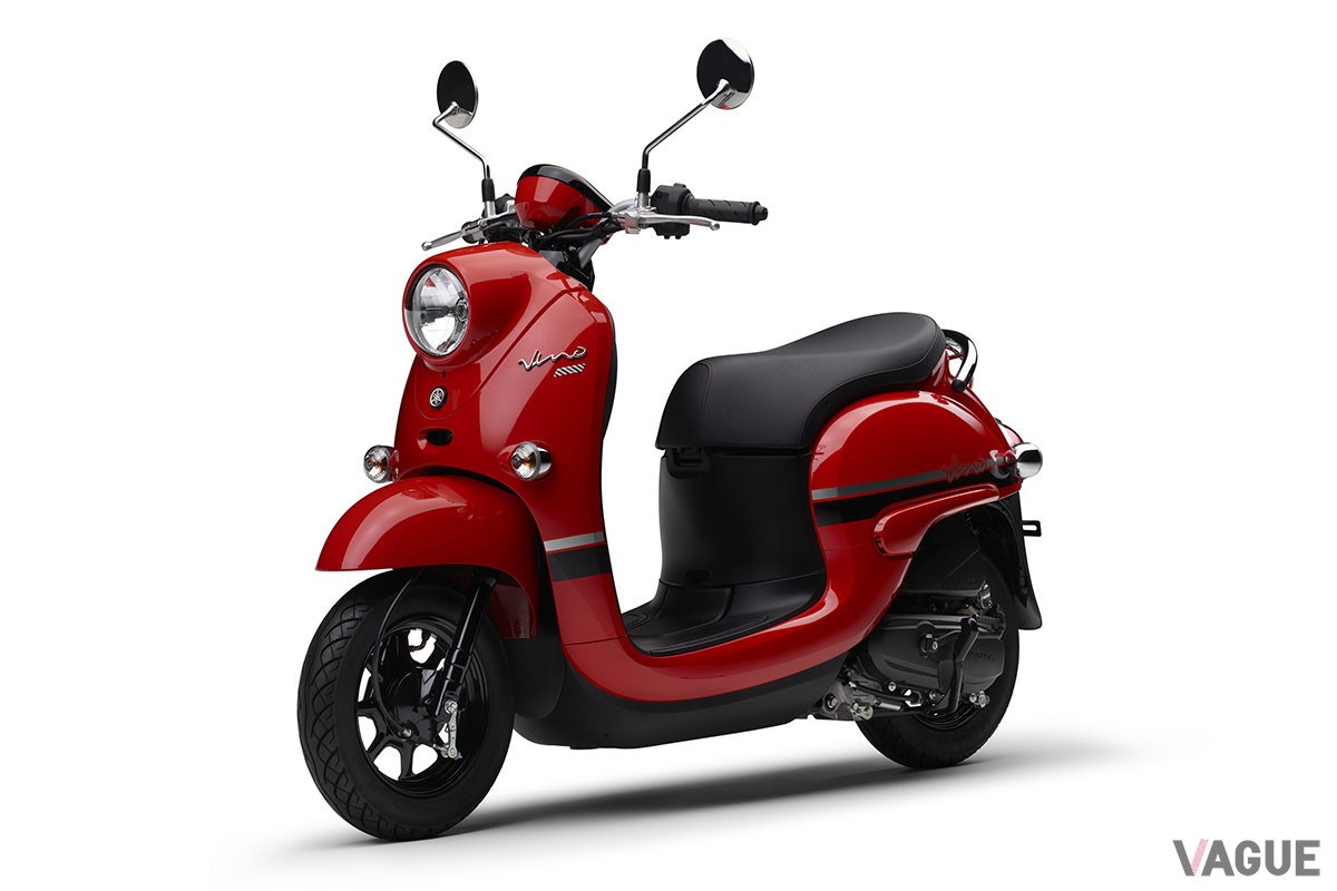 新たにレッド、マットブルー、ライトブルーの新色を設定し、全6色をカラーバリエーションとなったヤマハ「Vino」