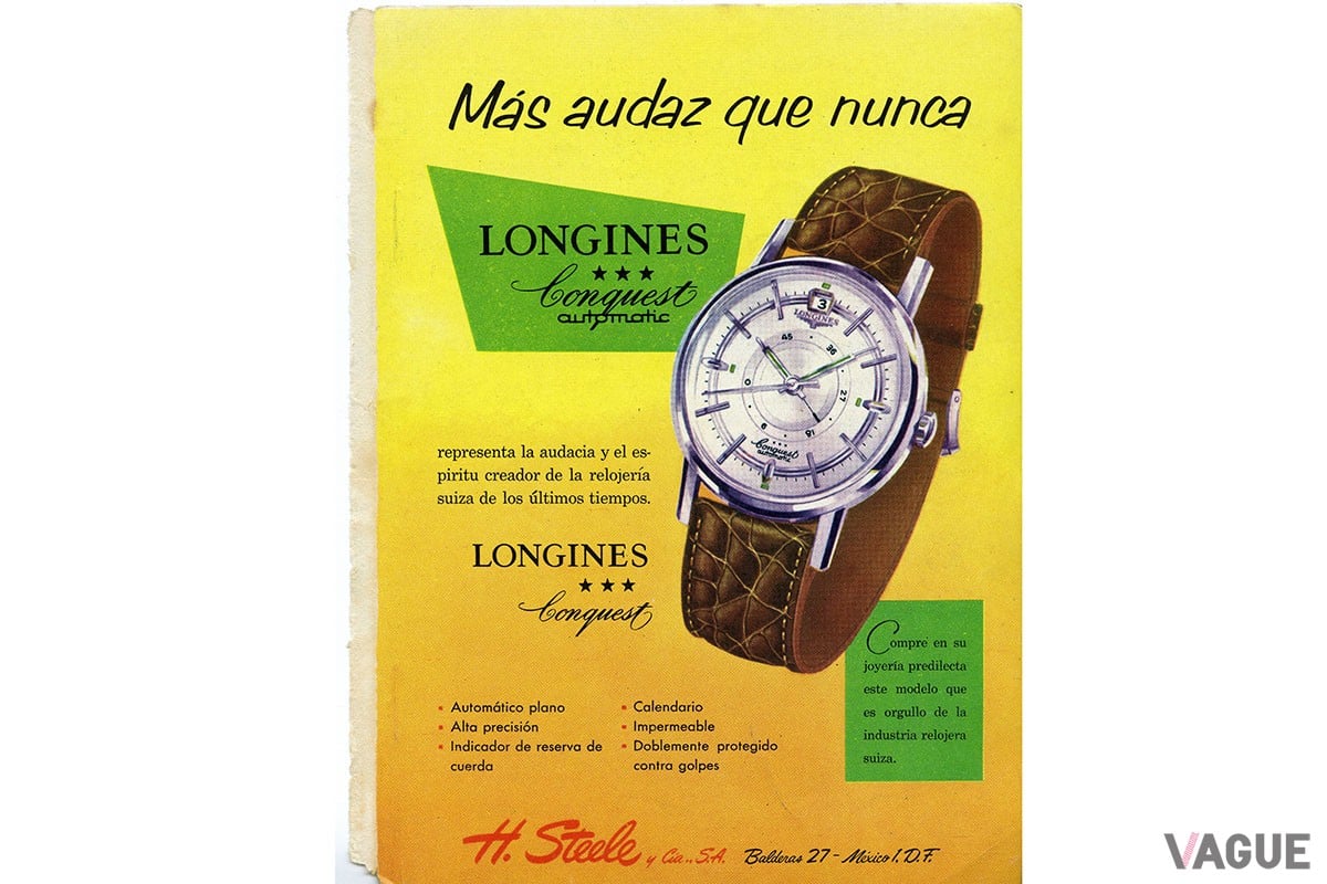 1959年「コンクエスト パワーリザーブ Ref.9028」広告ビジュアル