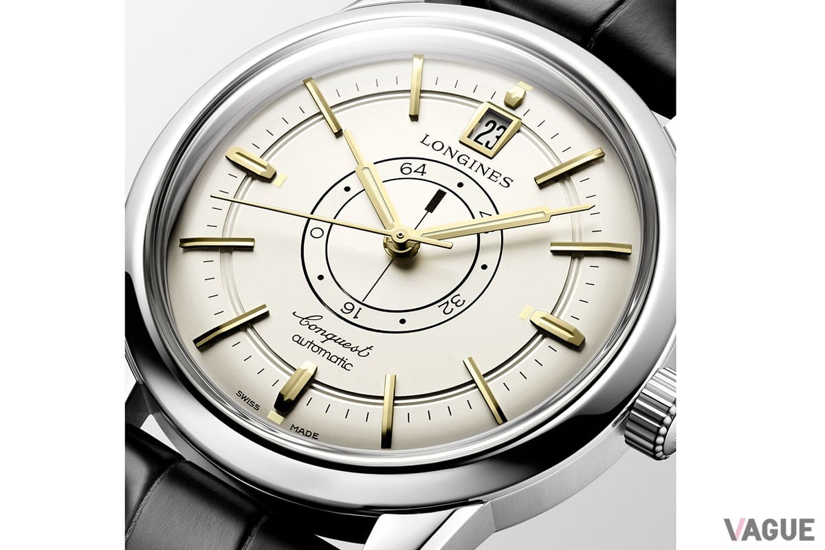 ダイヤルに刻まれた大きなサークル状の溝と、重ねて配置されたアプライドインデックス。特徴的なダイヤルデザインはコレクションの代名詞