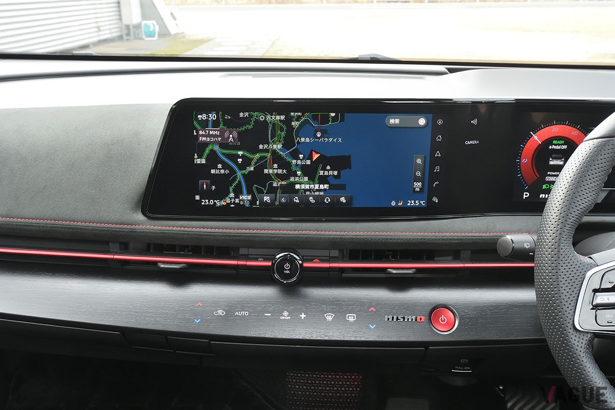 ルックスだけじゃない実際に“効く”エアロパーツや専用開発のタイヤなどのパーツ選びはもちろん、走り味からも開発陣の本気が伝わってくる日産「アリアNISMO」