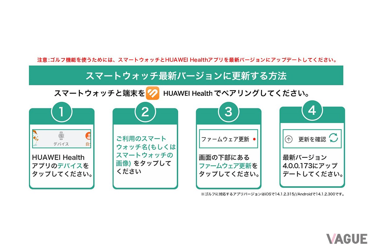 スマートウォッチ自体も最新バージョンに更新しておこう。