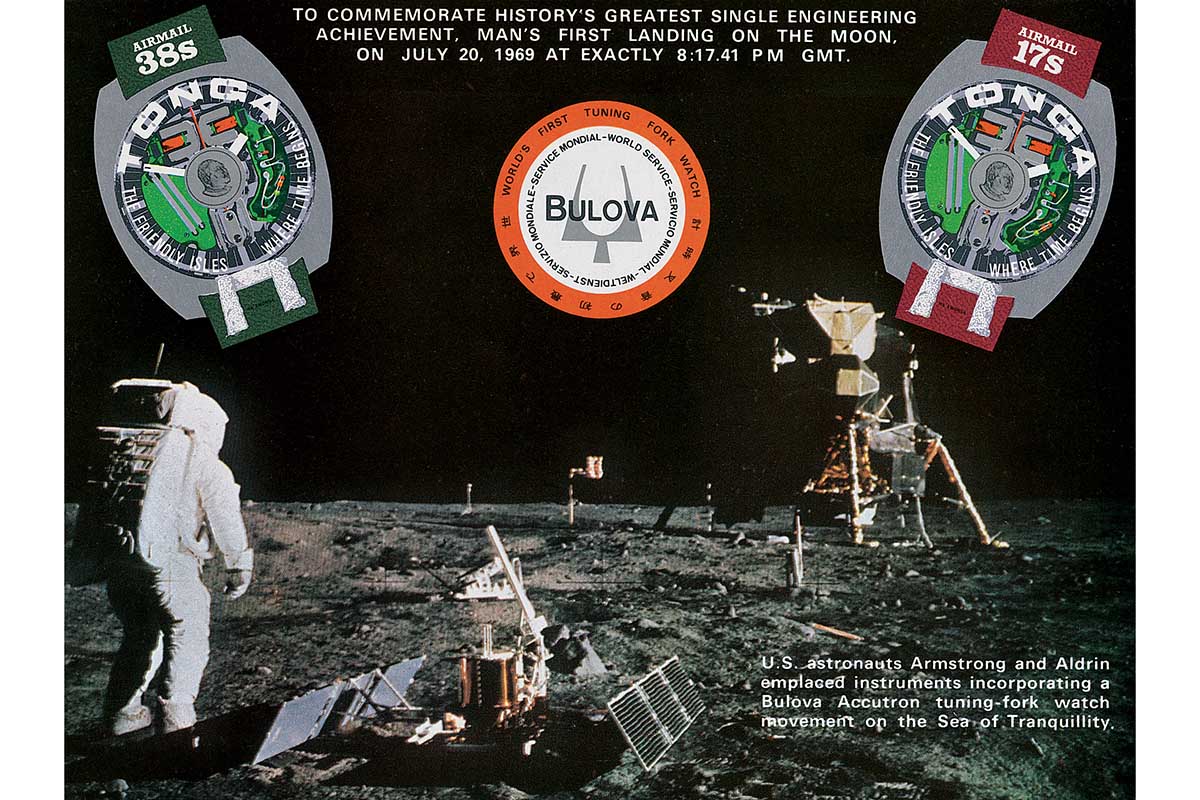1969年に人類初の月面着陸を果たしたアポロ11号。ブローバが製作した計時装置は現在も月表面の“静かの海”に眠っている