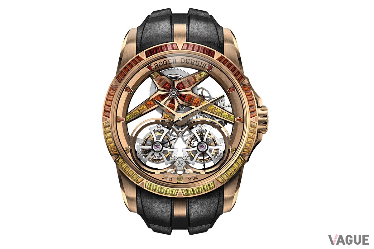 「The Excalibur Sunrise Double Tourbillon」ジェムストーンにより色彩の魅力を加え価格と希少性もワンランク上の存在に。