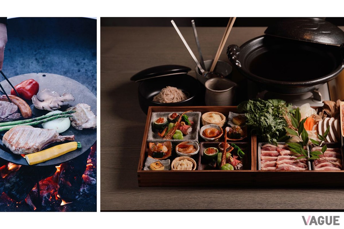 シェフが北軽井沢ならではの味覚を活かした囲炉裏料理を提供するプライベート空間