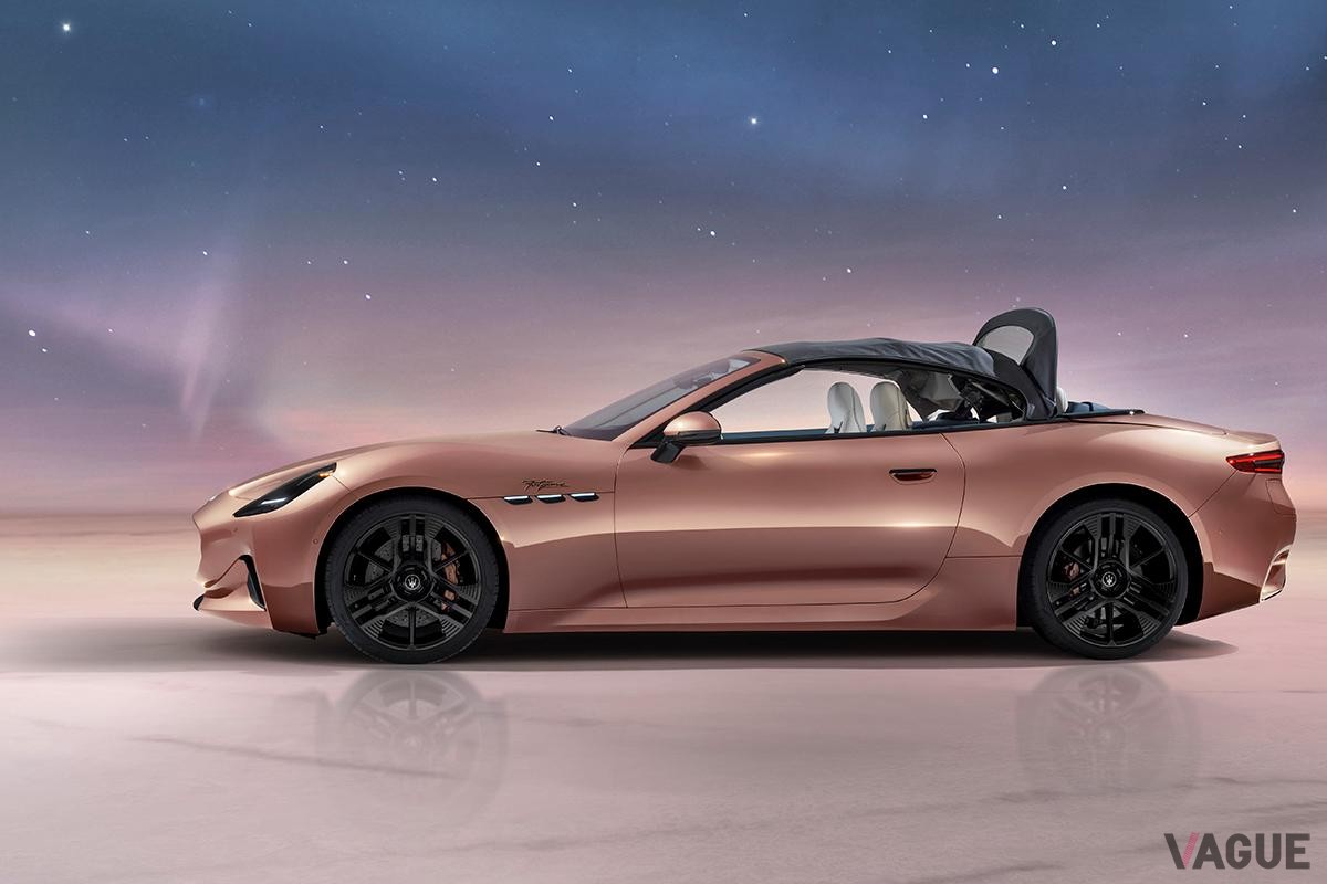 2024年4月に初公開されたマセラティ新型「グランカブリオ・フォルゴレ」。「グラントゥーリズモ･フォルゴレ」、「グレカーレ･フォルゴレ」に次ぐマセラティのBEV第3弾だ
