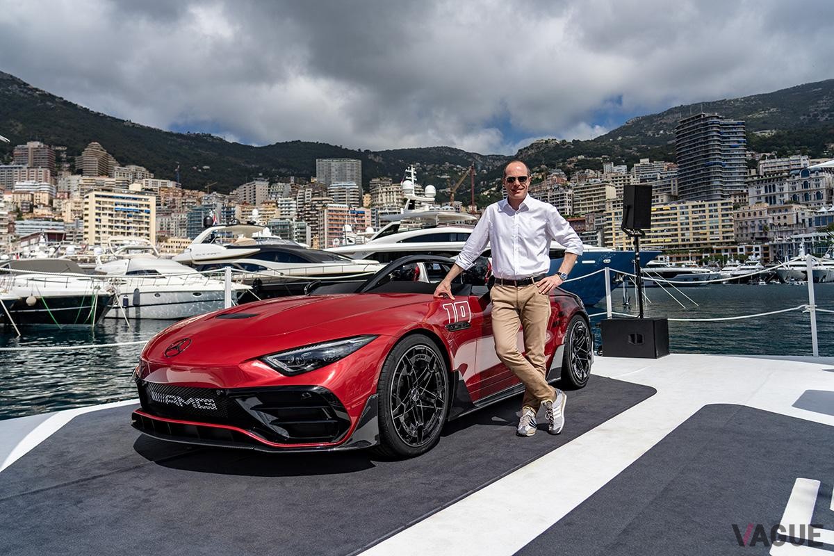 モナコで開催されたメルセデスAMG「ピュアスピード」発表会の様子