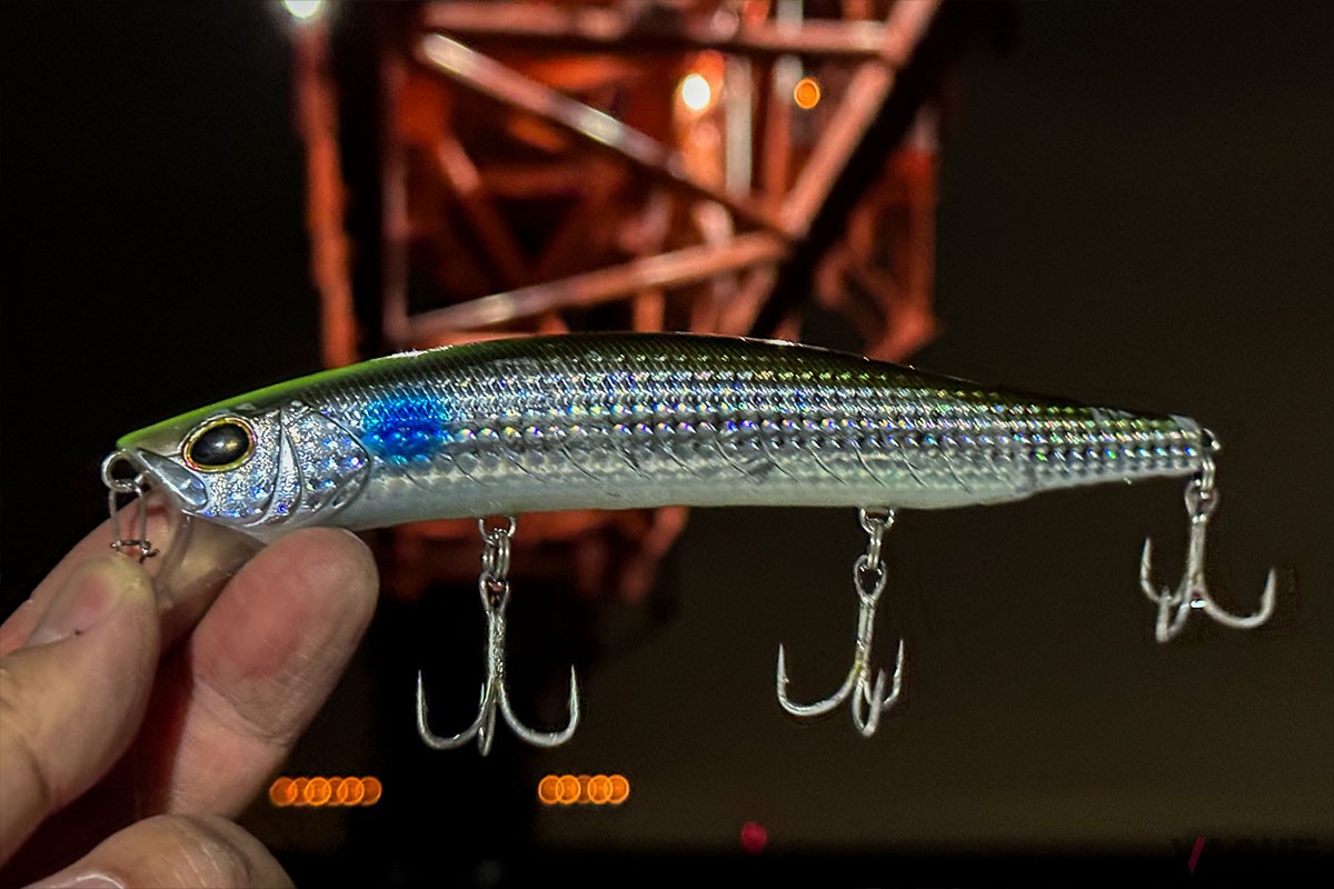 筆者のビッグベイトデビュー戦を飾ったウェイクベイトは、水面に立てた引き波でシーバスを誘います