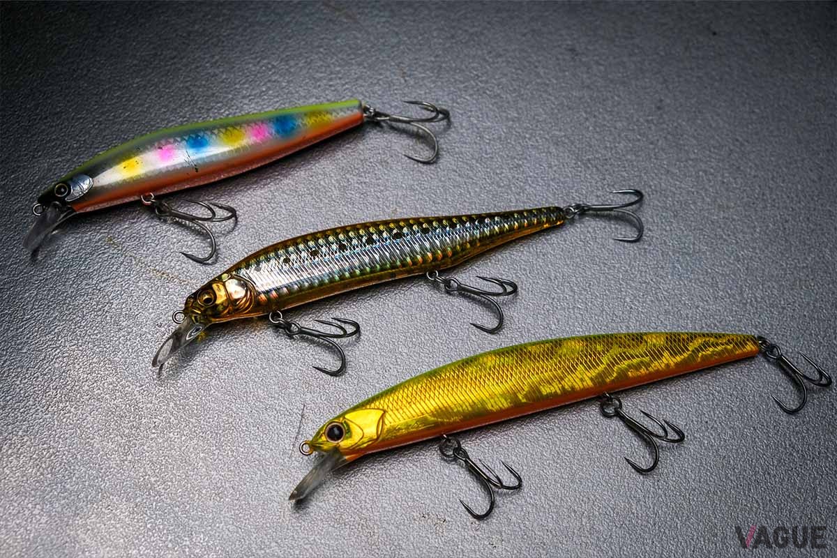 【今回活躍したルアー】ボートシーバス用ルアーの定番といえるミノータイプ。写真上から「シマノ サイレントアサシン 99S」（2123円、消費税込、以下同）、「Megabass X-80 MAGNUM」（2255円）、「O.S.P ルドラ」（2200円）
