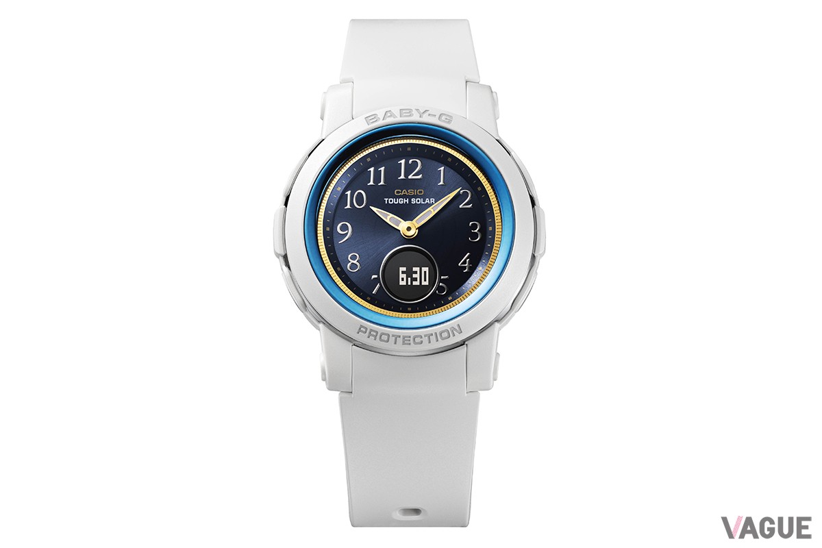 ホワイトのバンドにブルー＆ゴールドが映える「BABY-G（ベイビージー）BGA-S290SS」。