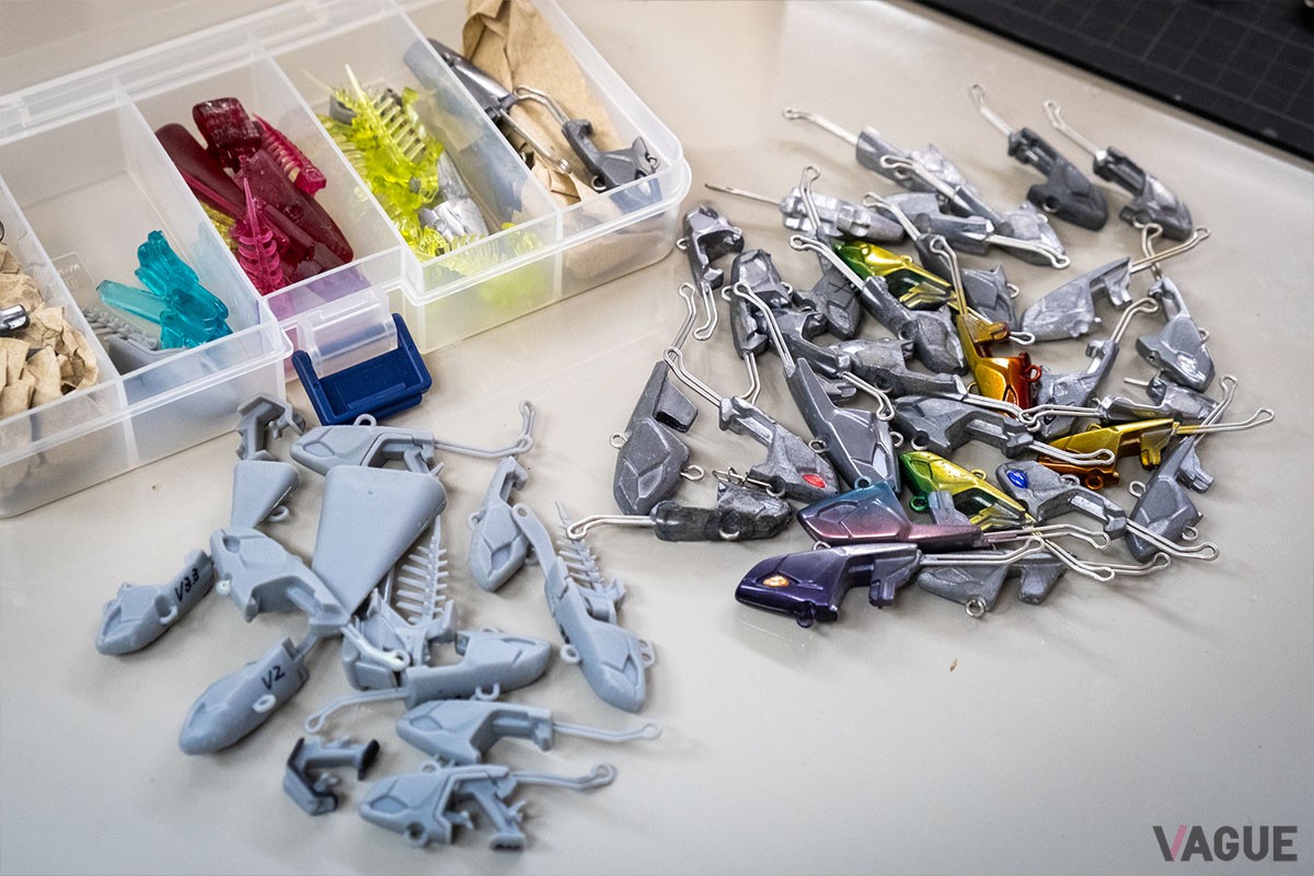 試作パーツの一部。接合部のディティールをいくつもテストして量産型にたどり着いたとのこと