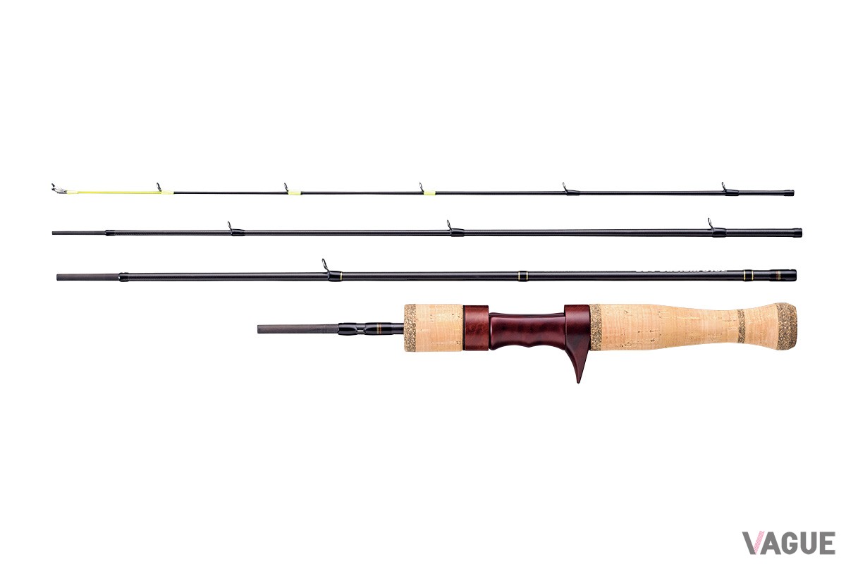 渓流に分け入っていく際は、短めでコンパクトに収納できるパックロッドも使いやすい。写真は本山博之氏が3年がかりで開発した渓流ベイトフィネスロッドのフラッグシップ「SS4-Custom51UL」（6万2700円、消費税込）