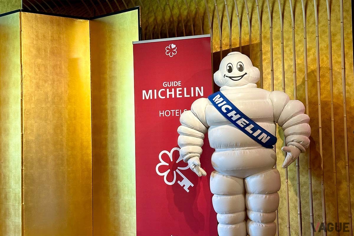 記者会見会場には、ムッシュ・ビバンダムことミシュランマンも登場！