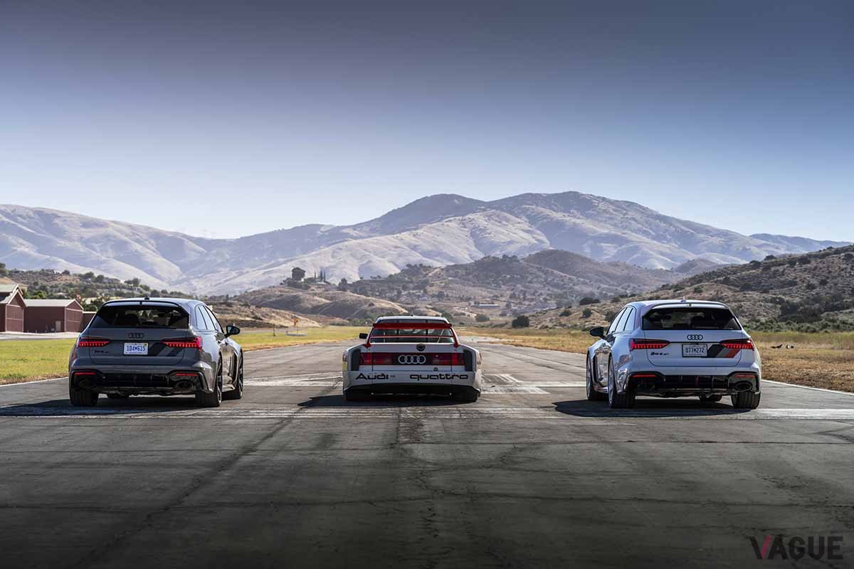 アウディ新型「RS6アバントGT」と1989年式「アウディ90クワトロIMSA GTO」。伝説的なレースカーだ