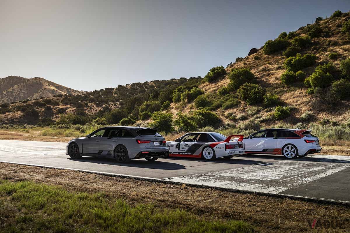 アウディ新型「RS6アバントGT」と1989年式「アウディ90クワトロIMSA GTO」。伝説的なレースカーだ