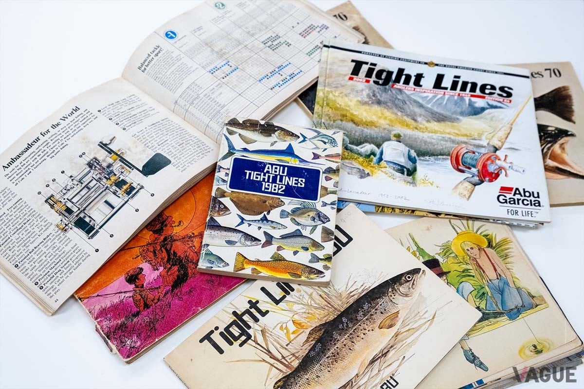1959年から発行された「Tight Line（タイトライン）」。ABUの製品カタログであることはもちろん、世界中の釣りレポートが掲載される全世界の釣り人にとって憧れの冊子でした