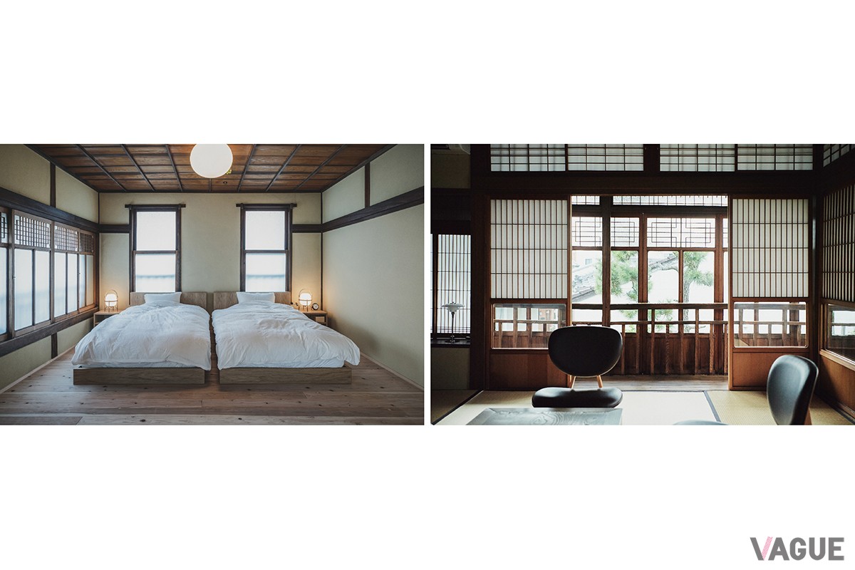 幾何学模様が施された大正硝子の窓や風情ある床板など、当時の趣を感じさせる空間