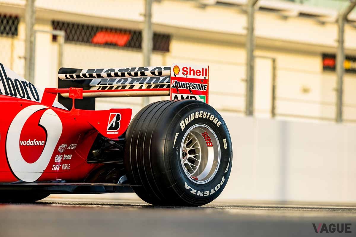 オークションに登場したフェラーリ「F2001b」。伝説のF1ドライバー、ミハエル・シューマッハ選手が操縦したマシンだTrevor Thompson ©2024 Courtesy of RM Sotheby's