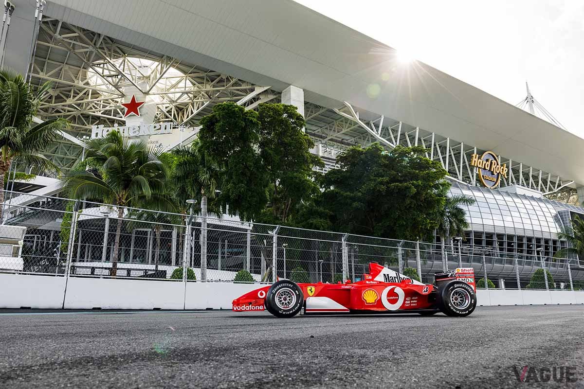 オークションに登場したフェラーリ「F2001b」。伝説のF1ドライバー、ミハエル・シューマッハ選手が操縦したマシンだTrevor Thompson ©2024 Courtesy of RM Sotheby's