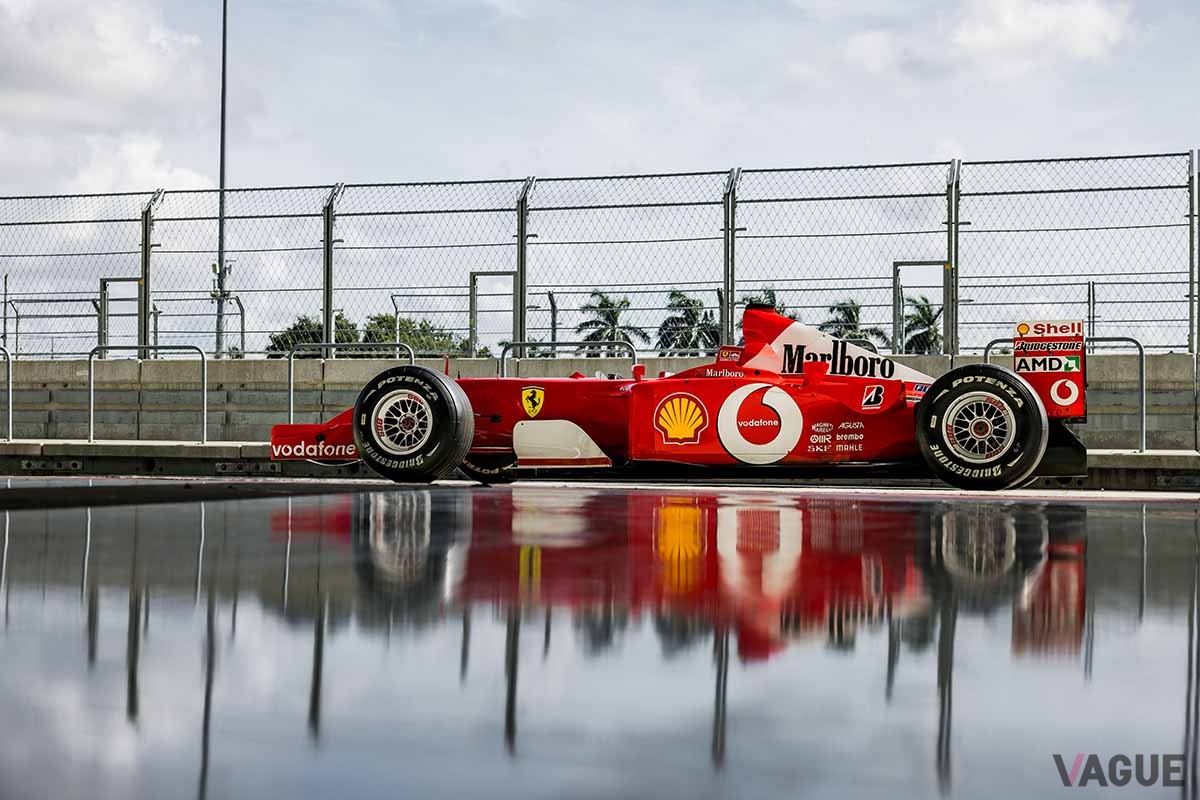 オークションに登場したフェラーリ「F2001b」。伝説のF1ドライバー、ミハエル・シューマッハ選手が操縦したマシンだTrevor Thompson ©2024 Courtesy of RM Sotheby's