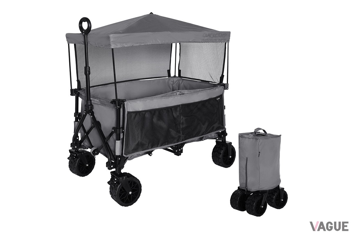 キャンプ用品ブランド・QUICKCAMPから、着脱可能なタイヤと屋根がついた、「おでかけワゴン」が新登場