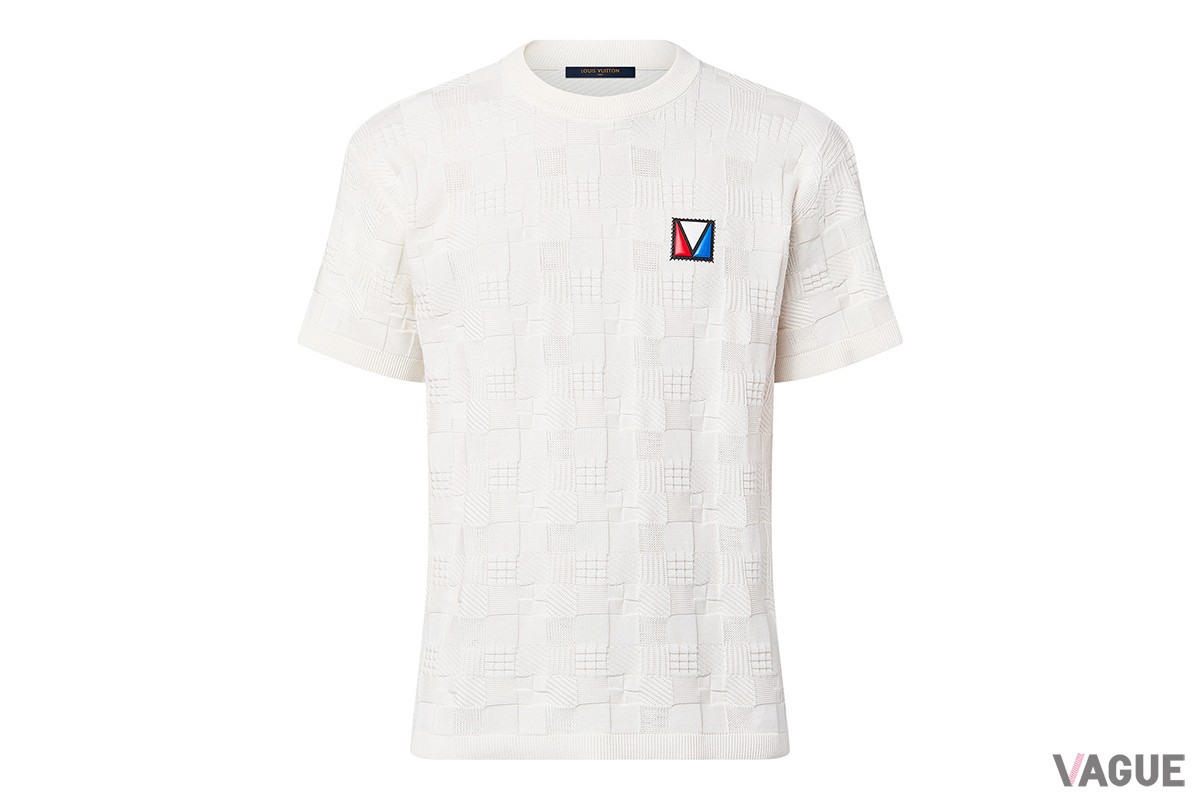 ダミエジャカードショートスリーブコットンクルーネック