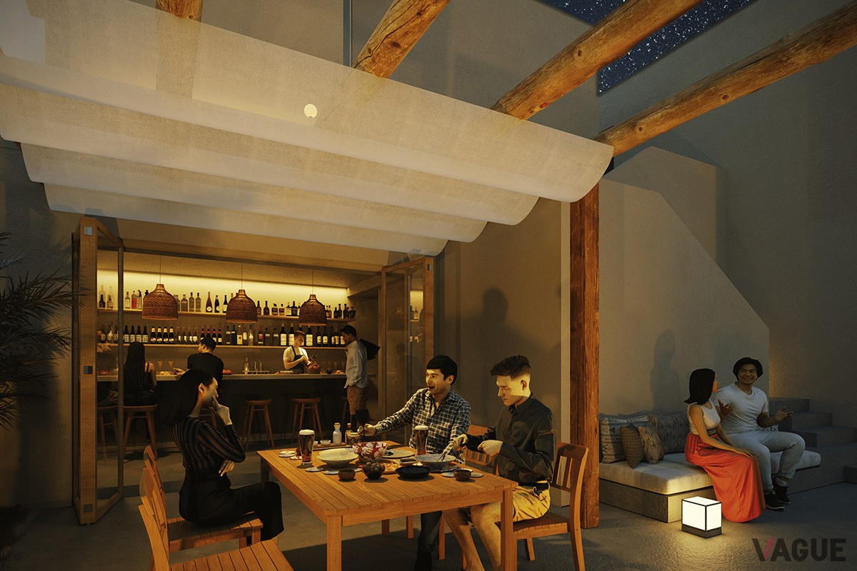 宿泊者以外も利用可能なダイニングラウンジも用意