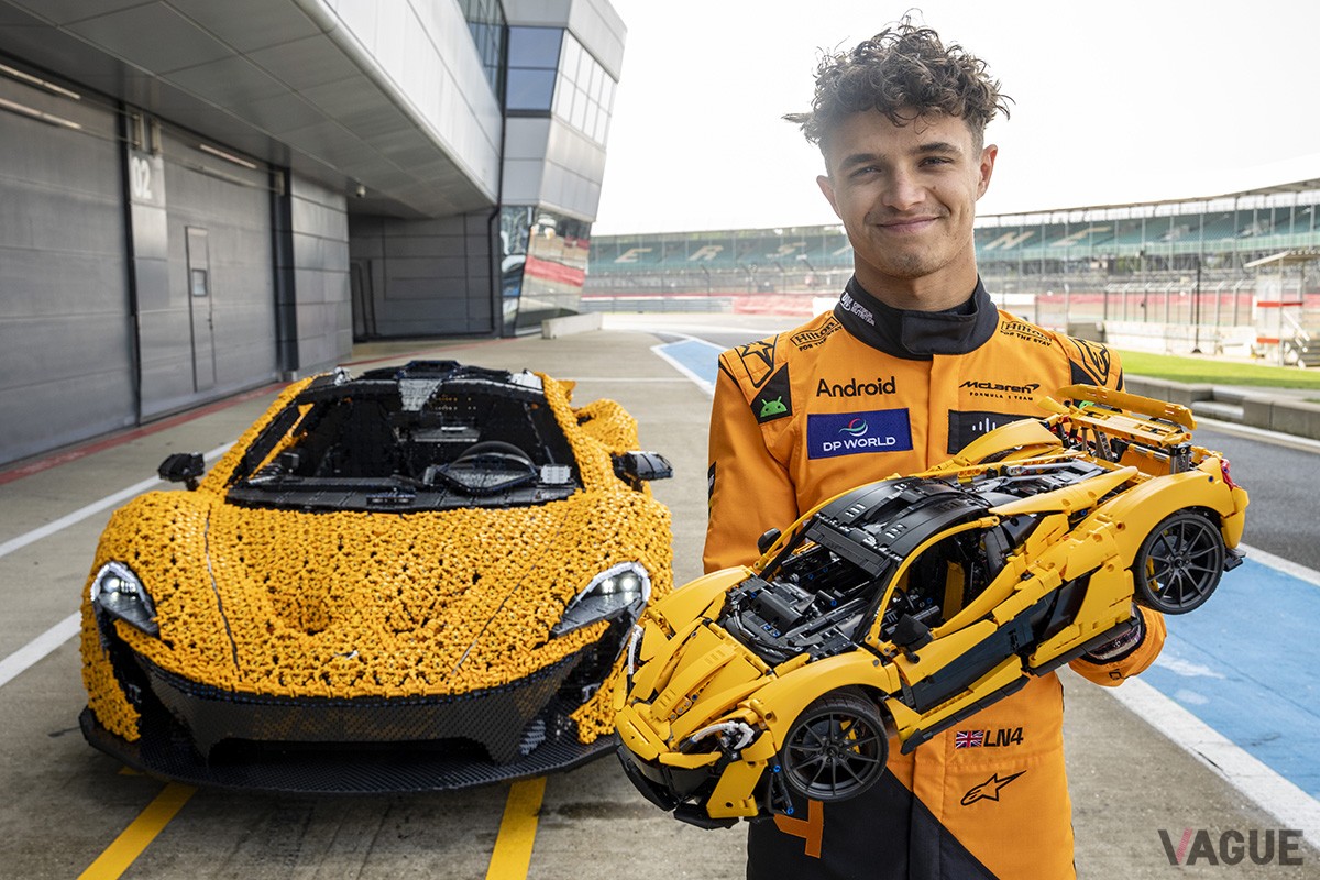 レゴで制作されたマクラーレン「P1」と、操縦したF1ドライバー、ランド・ノリス選手