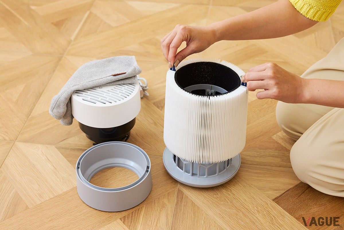 フィルター交換目安は約6ヶ月ほど。プレフィルターとなるファブリックも選択して衛生的に使用できる