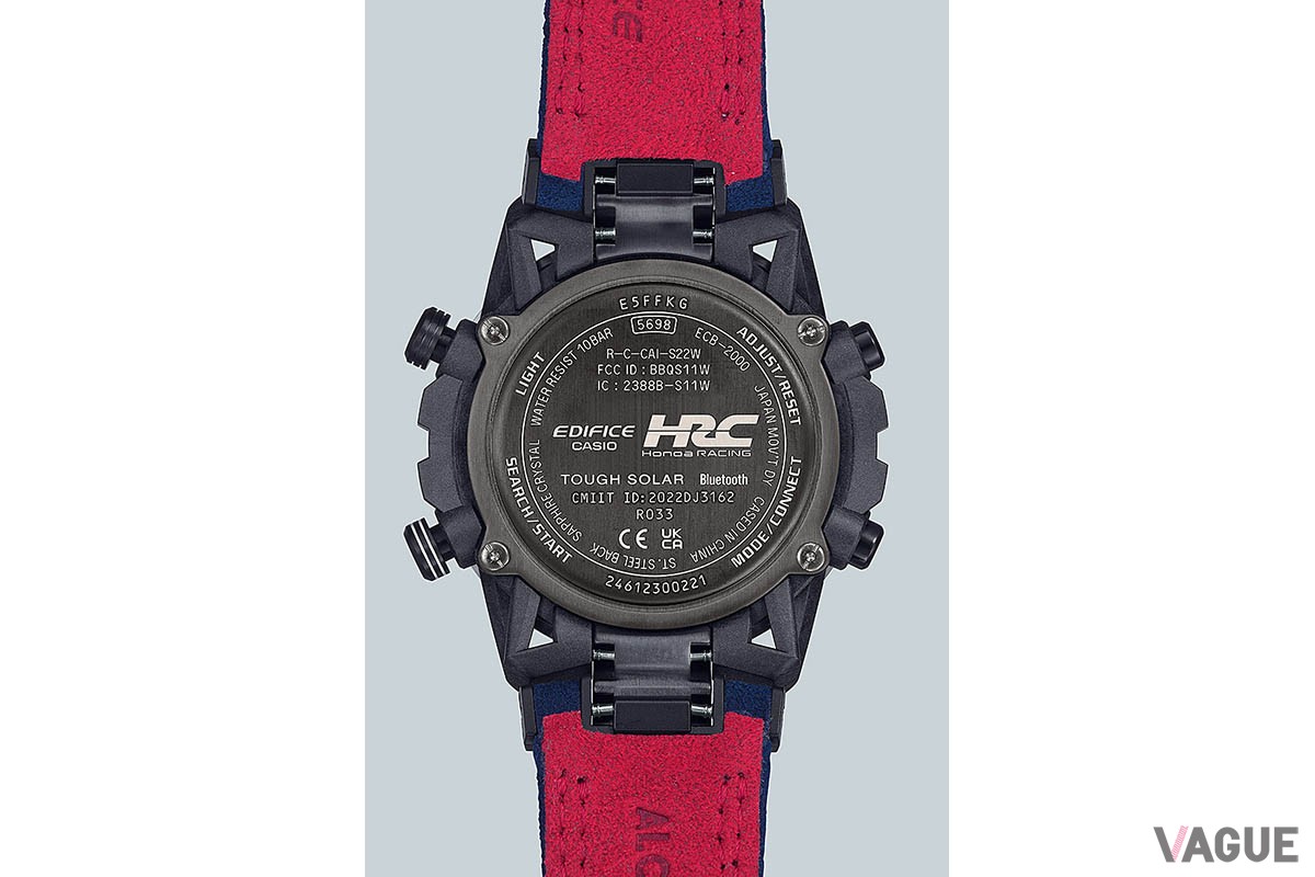 ダイヤルとケースバックに「HRC」と「エディフィス」のダブルネームロゴをレイアウト
