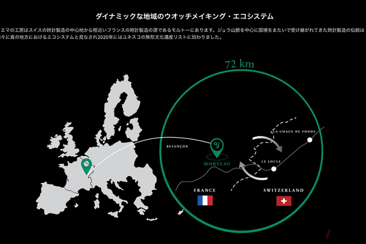 時計製造の中心地スイスに近いフランスのモルトー。周辺はウォッチメイキングのエコシステムとしてユネスコの無形文化遺産リストにも加わっている