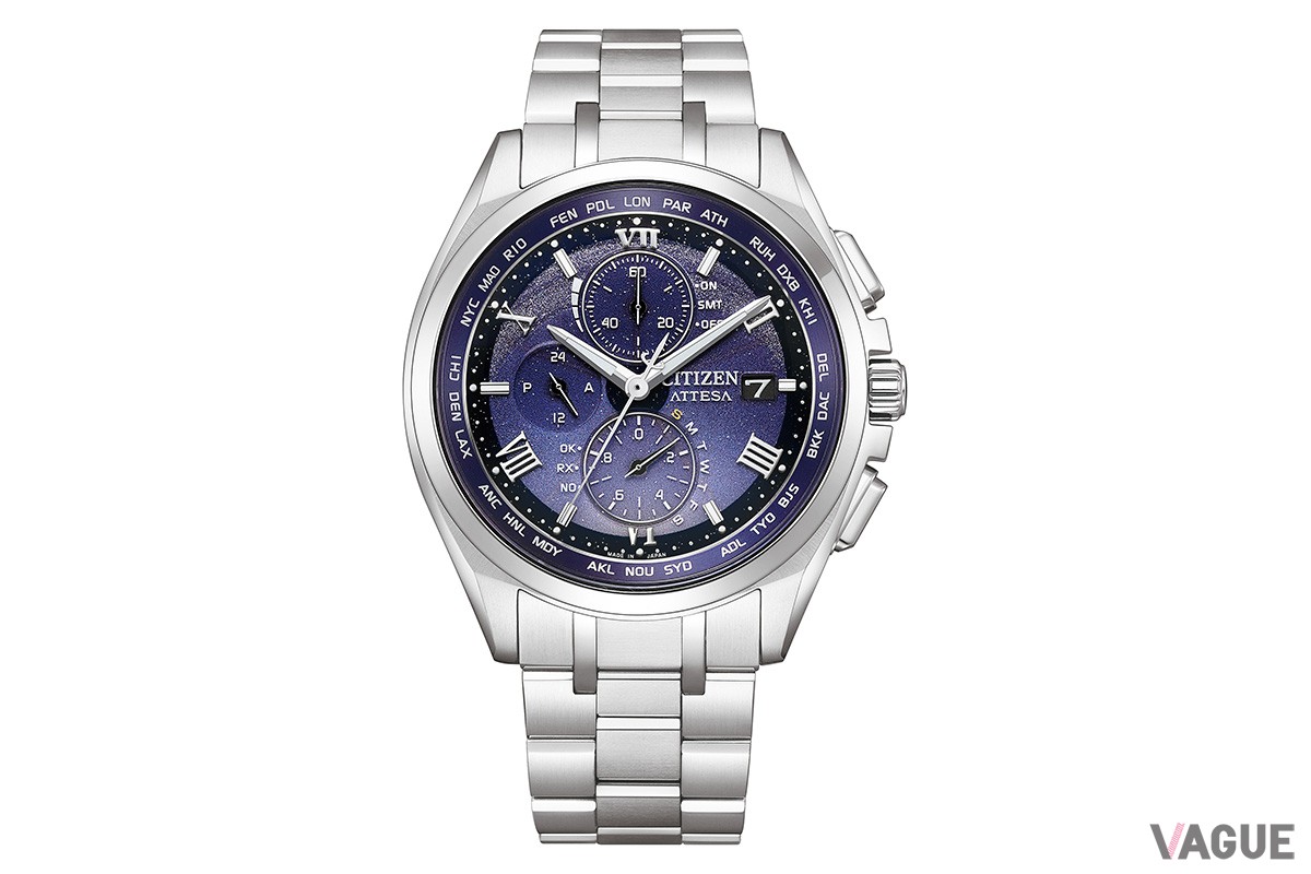 夜空の中で輝く月の光を、美しいグラデーションでダイヤルに表現した「シチズン アテッサ」