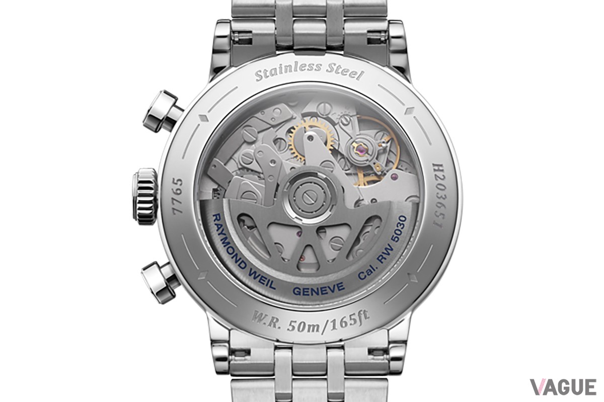 「レイモンド ウェイル ミレジム クロノグラフ」グレー×ブレスレット（品番：7765-ST-20001　61万6000円、消費税込）