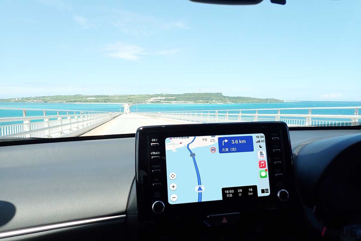 ディスプレイオーディオとスマホを連携する「CarPlay」でYahoo!カーナビを使うと、より大きな画面で案内を受けることができる