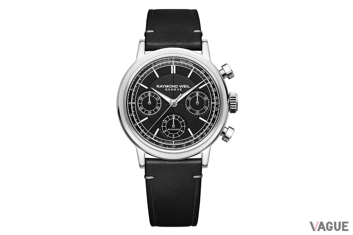 「レイモンド ウェイル ミレジム クロノグラフ」グレー×レザーストラップ（品番：7765-STC-20001　59万4000円、消費税別）
