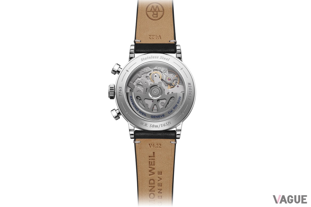 「レイモンド ウェイル ミレジム クロノグラフ」グレー×レザーストラップ（品番：7765-STC-20001　59万4000円、消費税別）