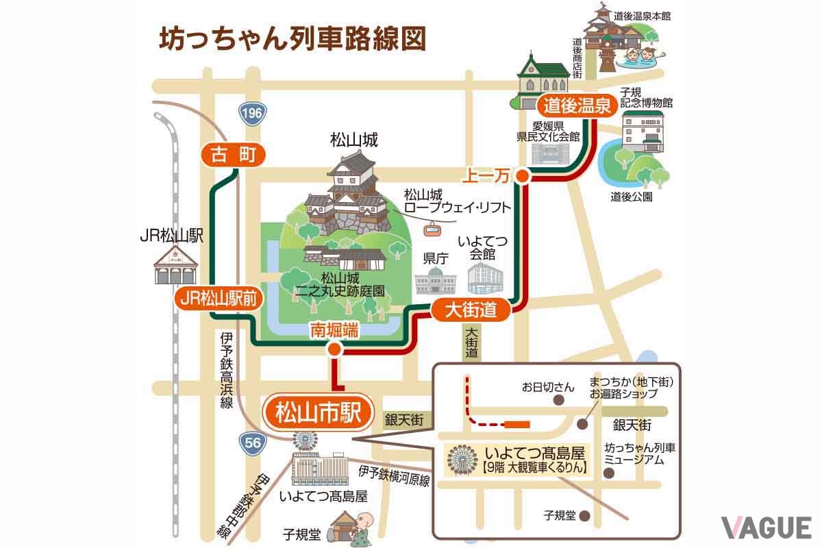 「坊っちゃん列車」の路線図
