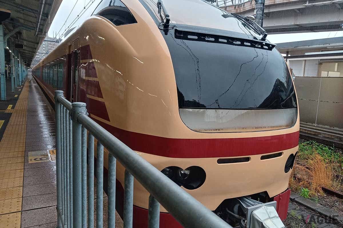 2025年1月・2月の休日の前日に設定される臨時特急「草津・四万61号」。通常E257系で運行されるがこの臨時特急はE653系となる