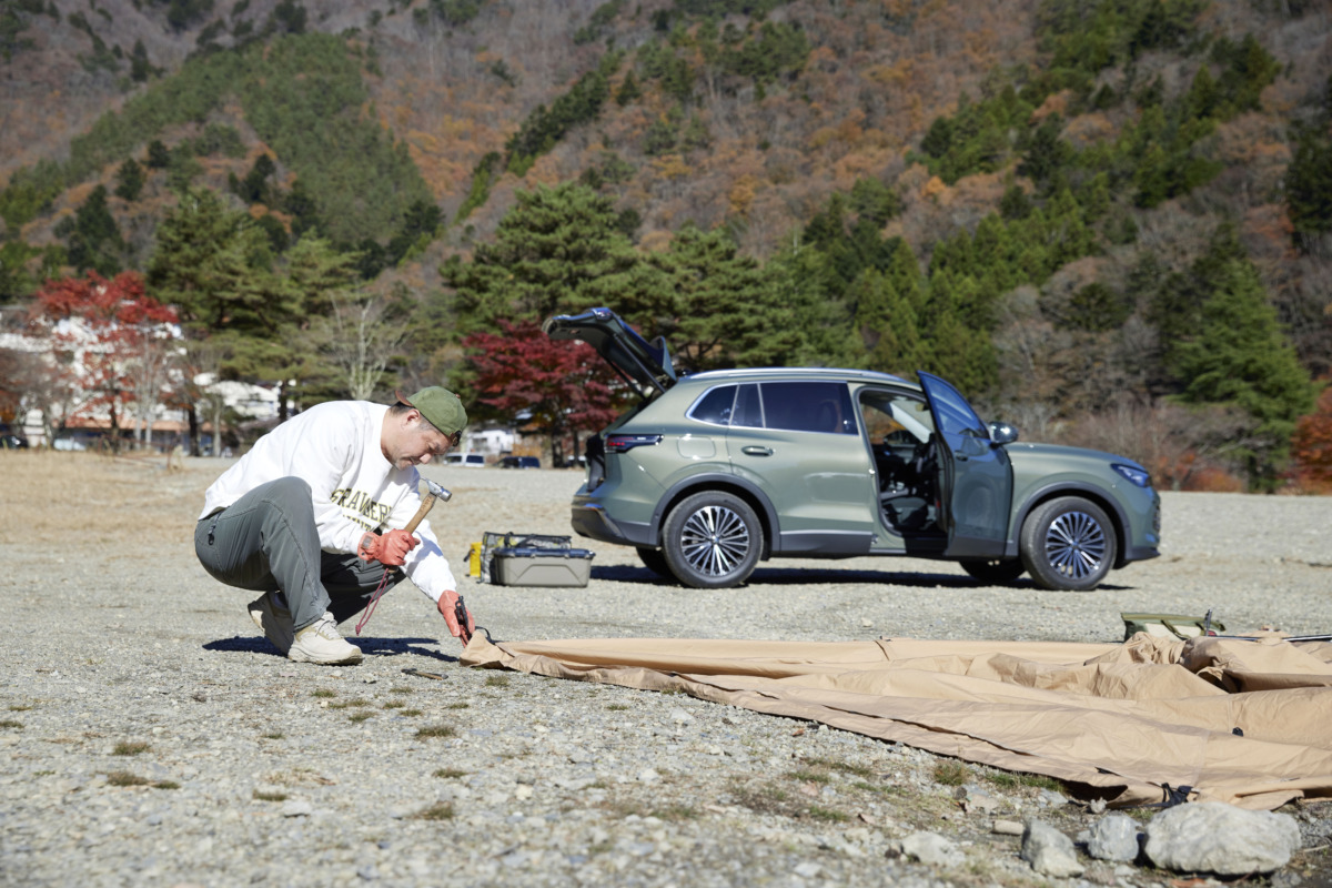 小回りの効くティグアンなら停車位置の微調整もノンストレス。混み合ったキャンプ場での移動も安全にできる