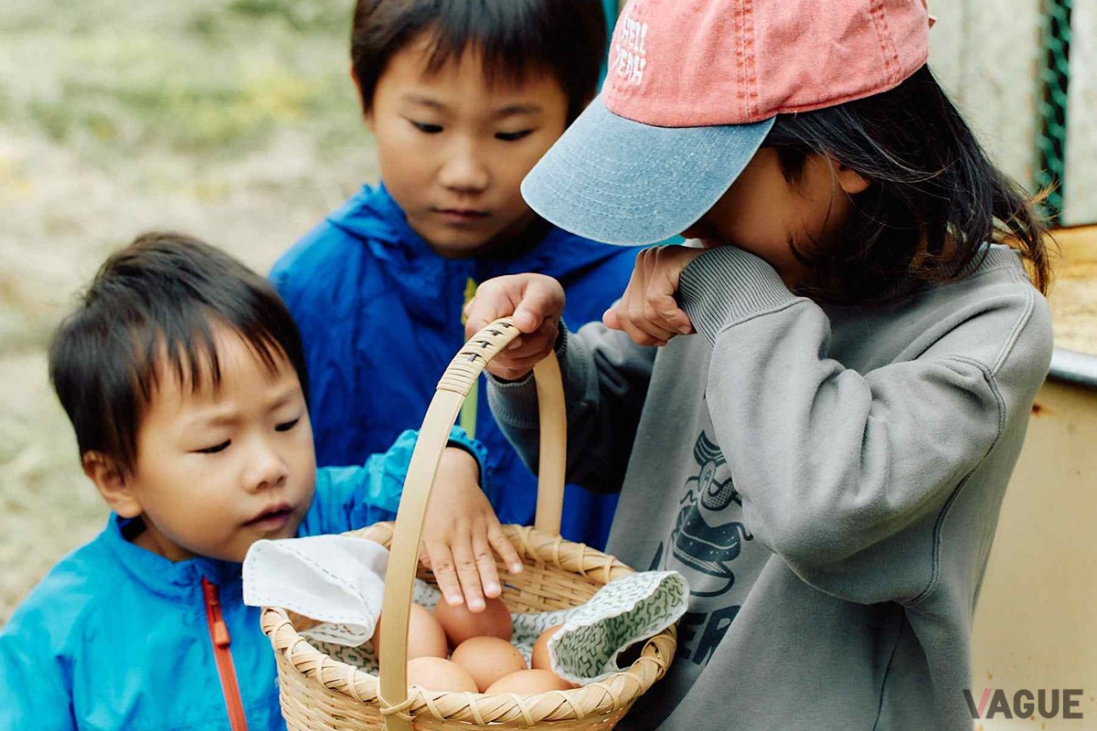 朝どれ卵体験を楽しむ子供達
