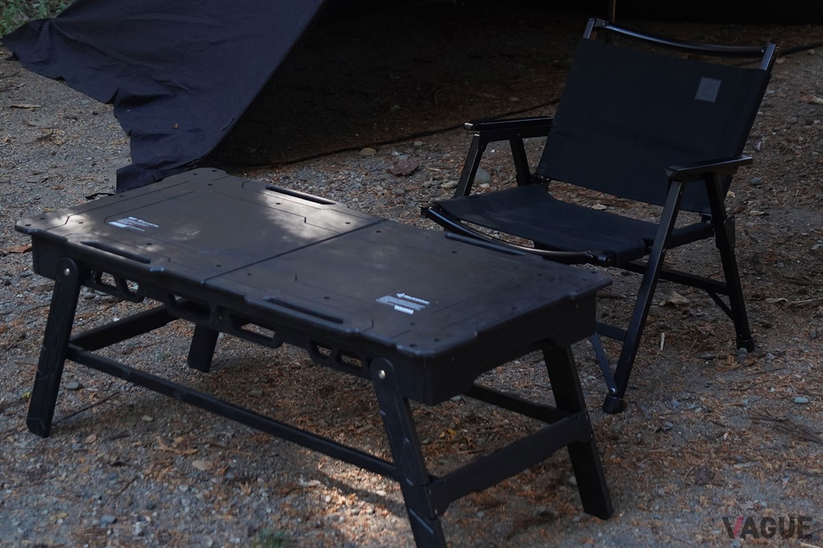 BLACK GLIDE TABLE＆BLACK WOOD CHAIR V2
