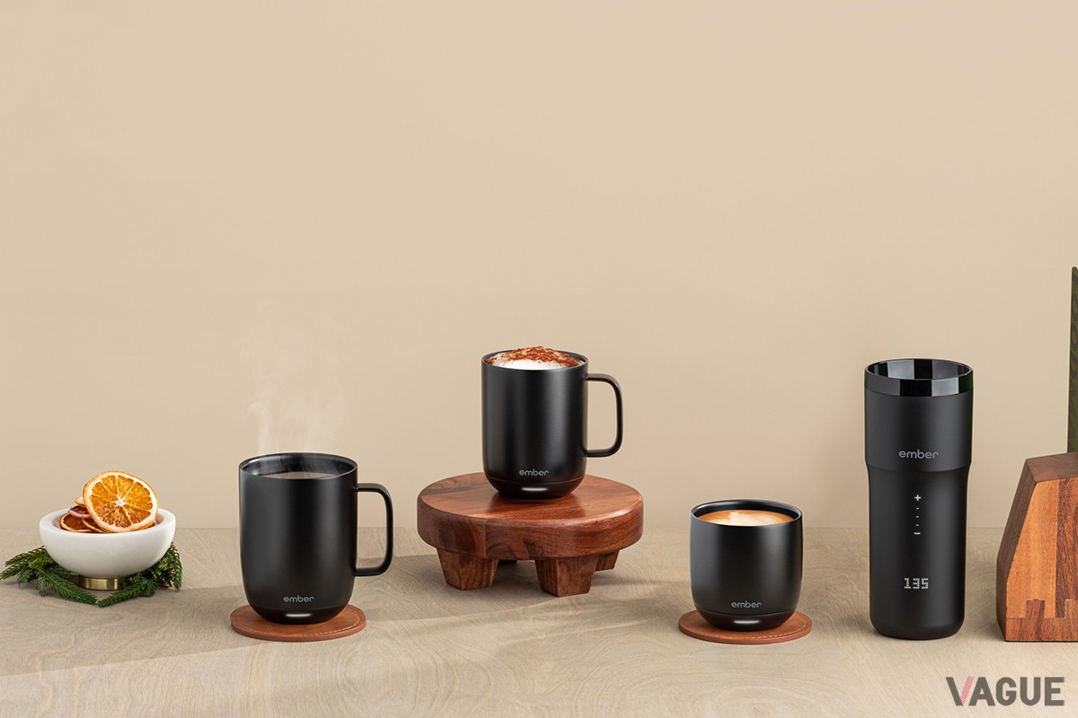 左から：Ember Mug 14 oz、Ember Mug 10 oz、Ember Cup、Ember Travel Mug 2+