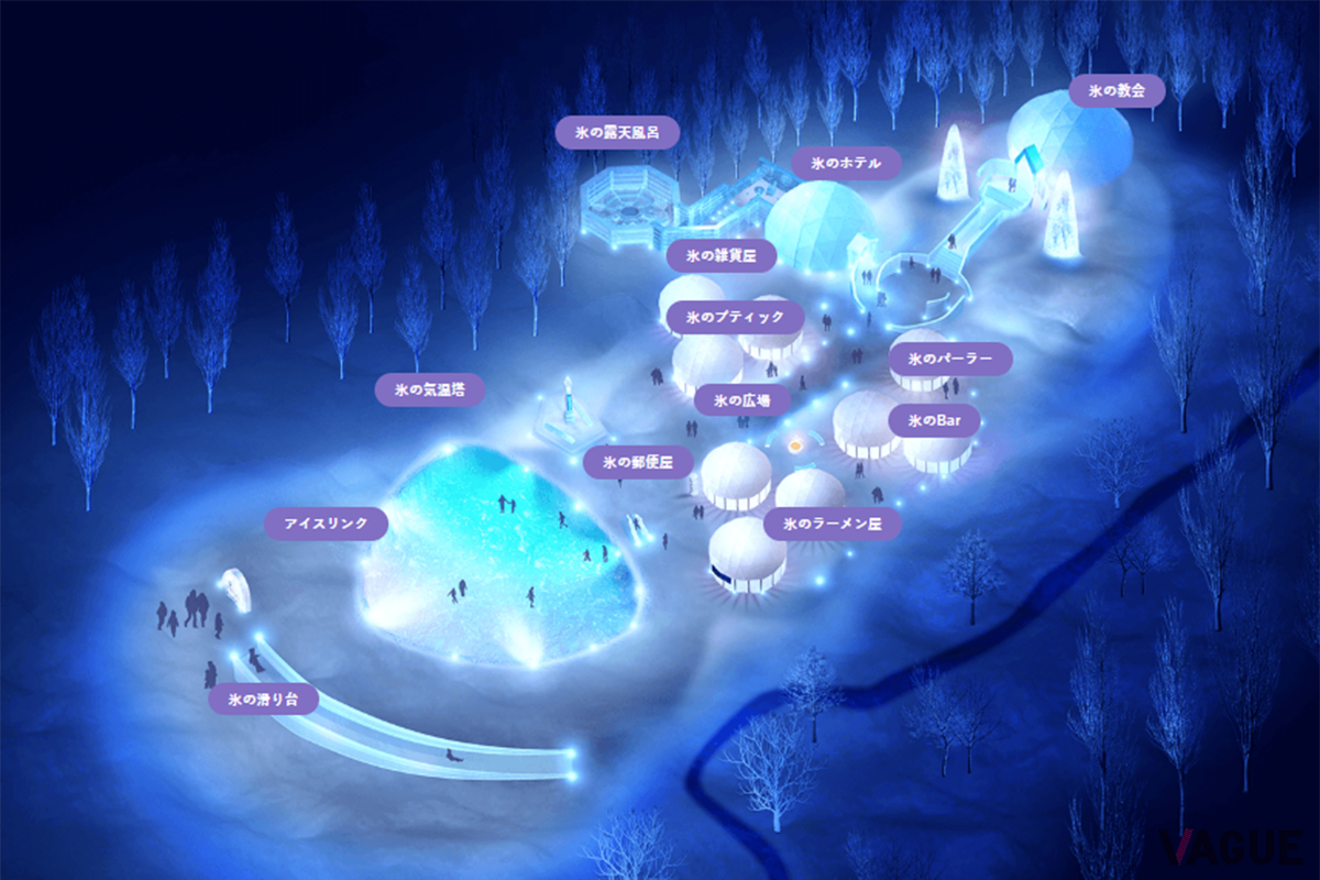 3.2ヘクタールの敷地に氷や雪でできた11棟のドームが立ち並ぶ氷の街