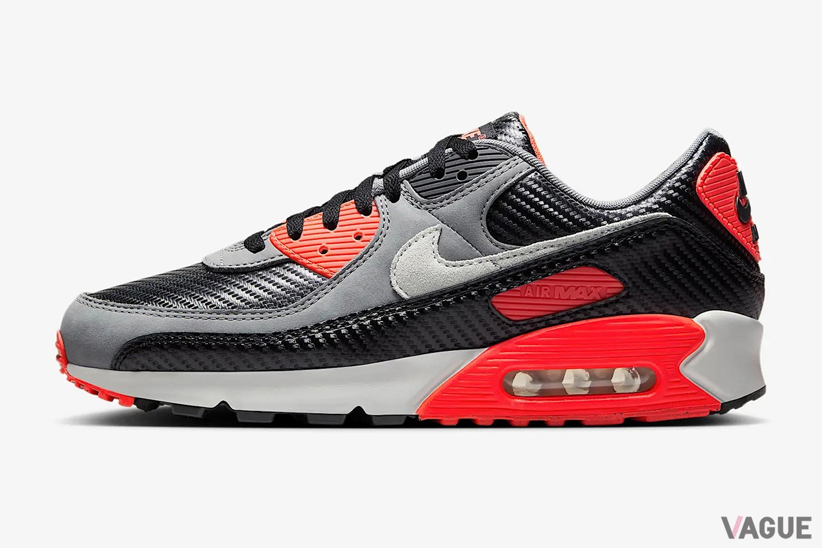 ナイキ「エア マックス 90 プレミアム」に、カーボン風アッパーを組み合わせた新色“Cool Grey and Black”が登場