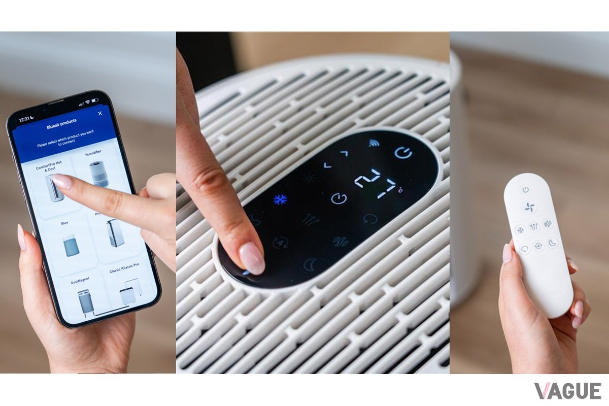 Blueairアプリを使うことで、室内外の空気質のモニタリングや首振り角度や速度の設定など、多彩な機能を自分好みにカスタマイズ