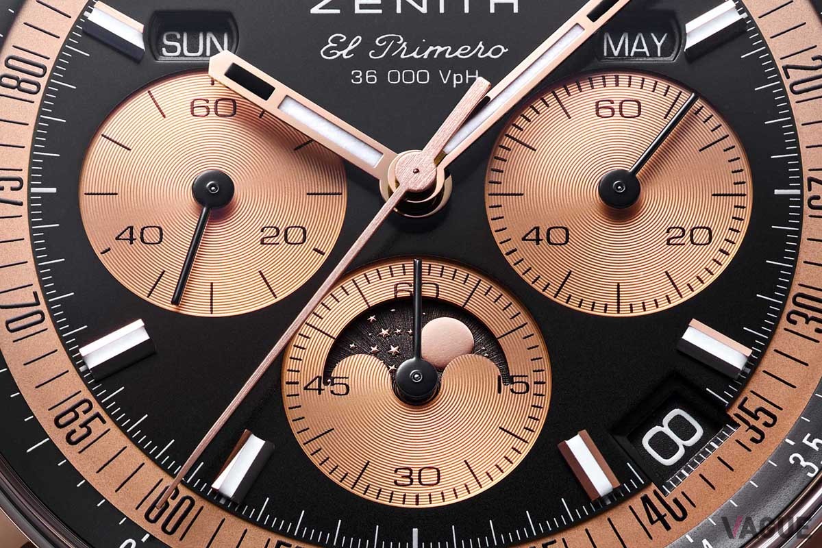 フルカレンダー表示とエル・プリメロを象徴する3つのクロノグラフ用インダイヤルがシームレスに融合