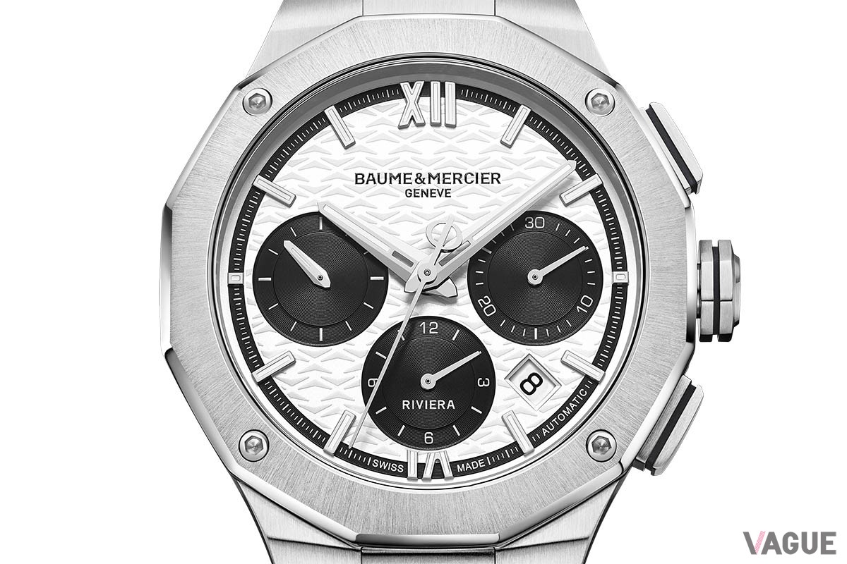 「ボーム＆メルシエ リビエラ クロノグラフ デイト ホワイト＆ブラック 10827」（61万500円 消費税込）